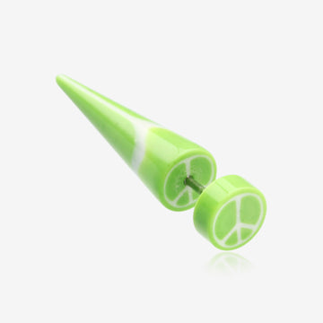 A Pair of Peace Retro UV Acrylic Faux Taper Earring-Green